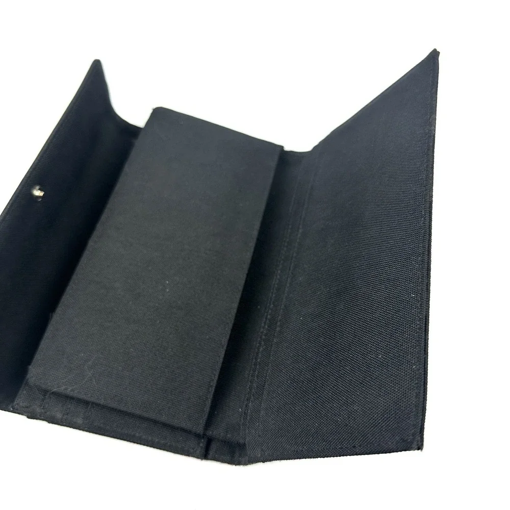 Ralph Lauren Vintage Wallet Black Canvas Faux Leather Checkbook Holder Organizer